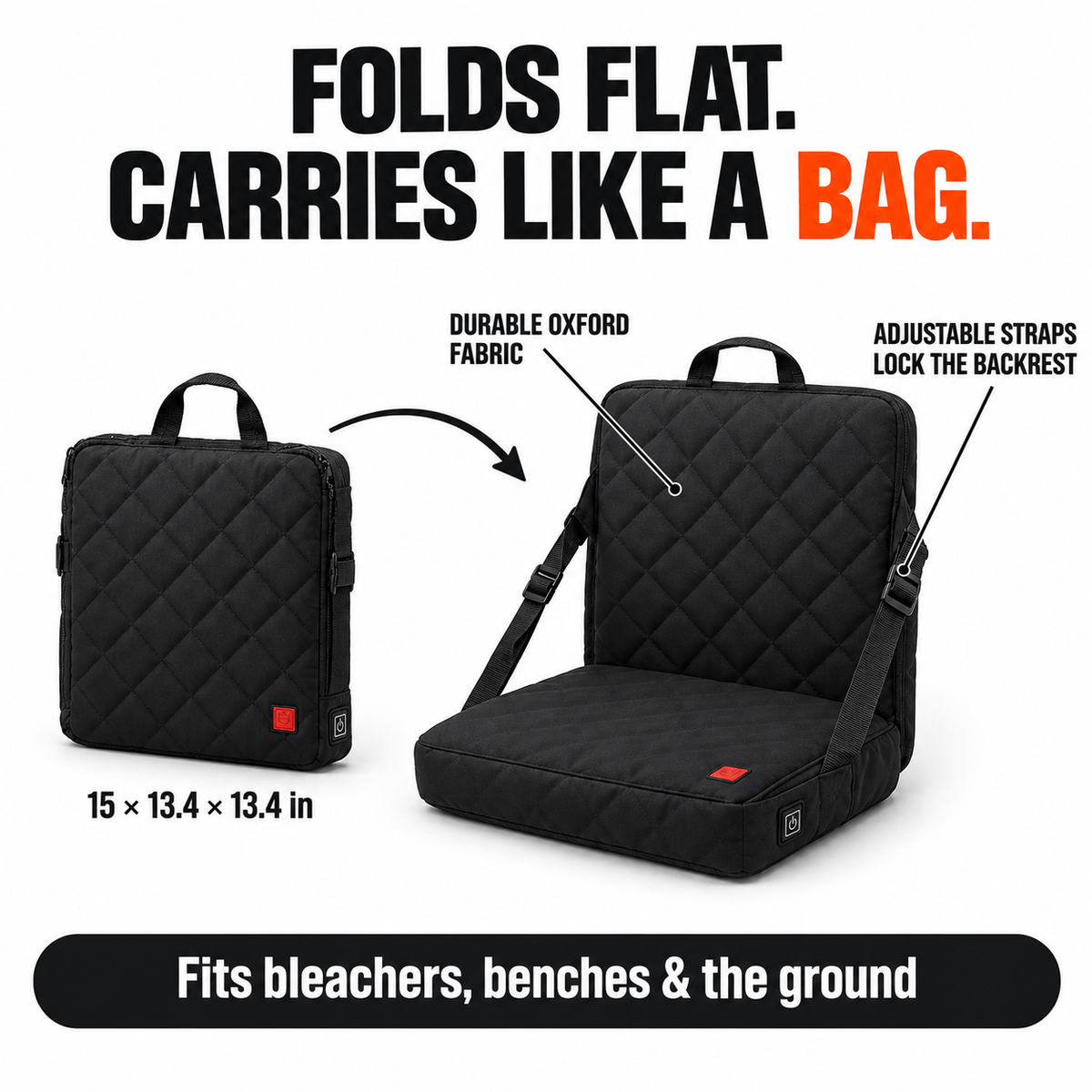 SidelineHeat™ Heated Stadium Seat – Warm Back & Seat All Game Long